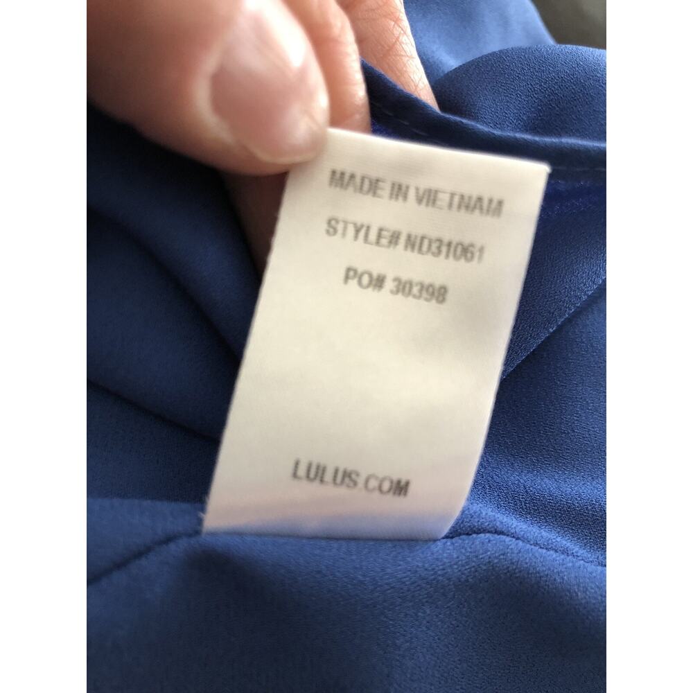Lulus Manhattan Moment Ruffled Midi Wrap Dress Size XS Blue Straps Sleeveless - Picture 10 of 10